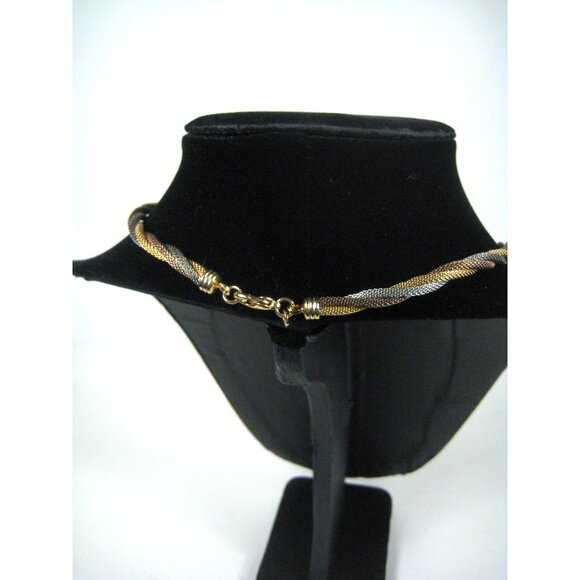 Baskin Brothers Vintage Twisted Rope Chain Necklace Gold Tone Sleek Modern 18 In - Picture 8 of 9